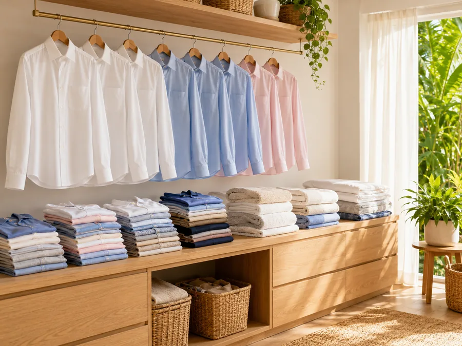 Camisas e roupas do dia a dia lavadas, passadas e dobradas