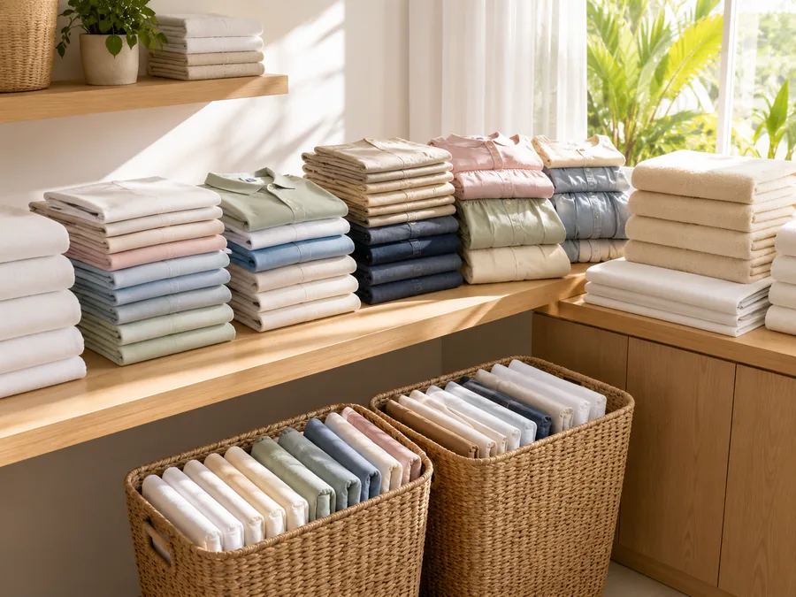 Roupas lavadas e dobradas, prontas para entrega